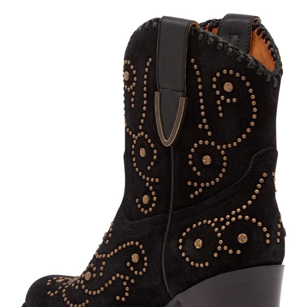Frye VICTORIA Luxe Studs Italian Suede Leather Boots NEW Black Women's 9.5 ๐HP - Picture 9 of 13
